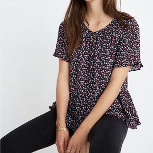 Madewell Stanza Ruffle-Hem Top in Blooms